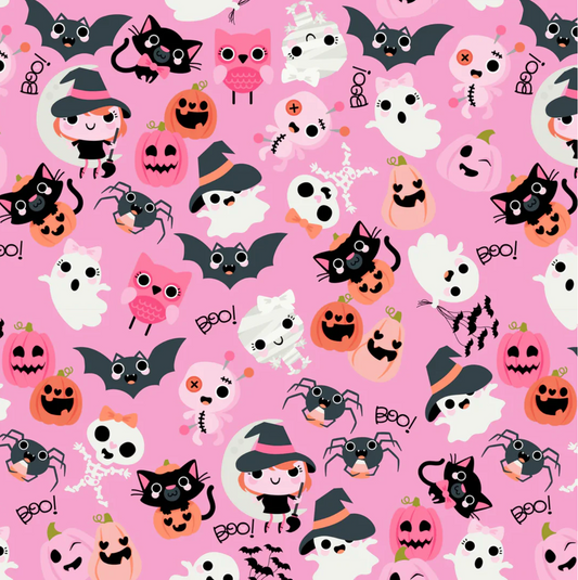 Not Scary - Boos With Bows - Pink - Yardage