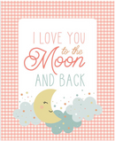 Love You To The Moon - Coral 35 1/2" x 43 1/2" - Panel