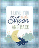 Love You To The Moon - Blue 35 1/2" x 43 1/2" - Panel
