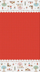 Whimsical Woodland - Border Print - Red - Yardage