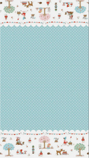 Whimsical Woodland - Border Print - Aqua - Yardage