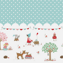 Whimsical Woodland - Border Print - Aqua - Yardage