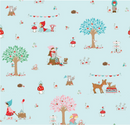 Whimsical Woodland - Main - Aqua - Yardage