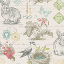 Cotton Canvas Print - Bunny - Cream - Yardage