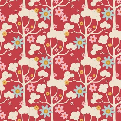 Tilda Jubilee Wildgarden Red Yardage