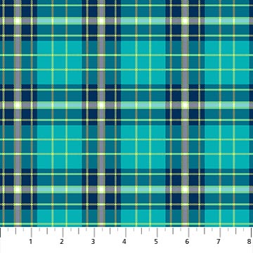 Piccadilly Large Plaid Turquoise Multi Yardage