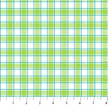 Piccadilly Tri Color Check Lime Multi Yardage