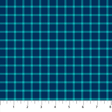 Piccadilly Open Check Navy/Turquoise Yardage