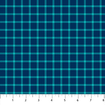 Piccadilly Open Check Navy/Turquoise Yardage