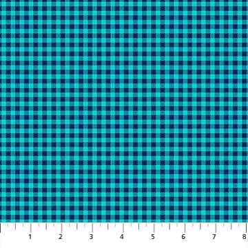 Piccadilly Gingham Navy/Turquoise Yardage