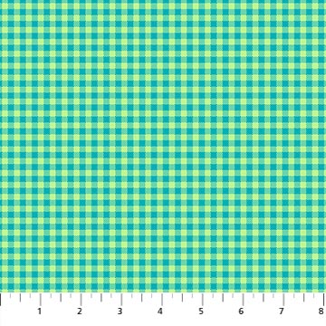 Piccadilly Gingham Lime/Turquoise Yardage