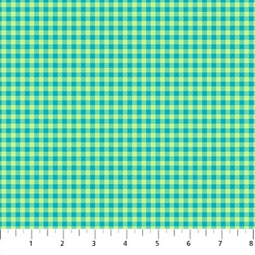 Piccadilly Gingham Lime/Turquoise Yardage