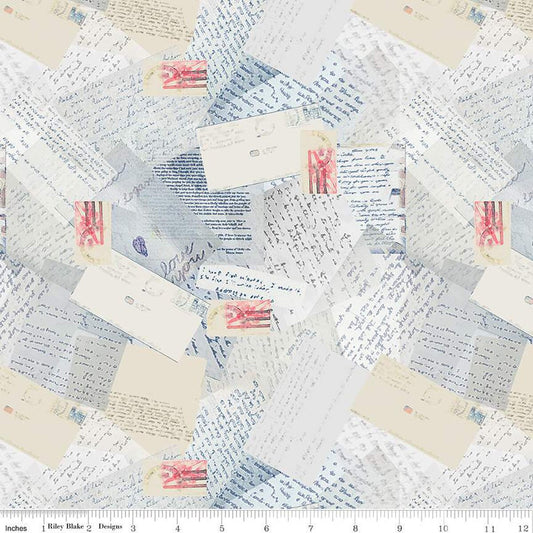Letters From Home Vintage Blue Yardage