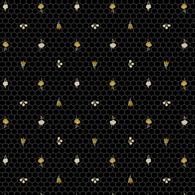 Alexandra Honeycomb Black Fabric