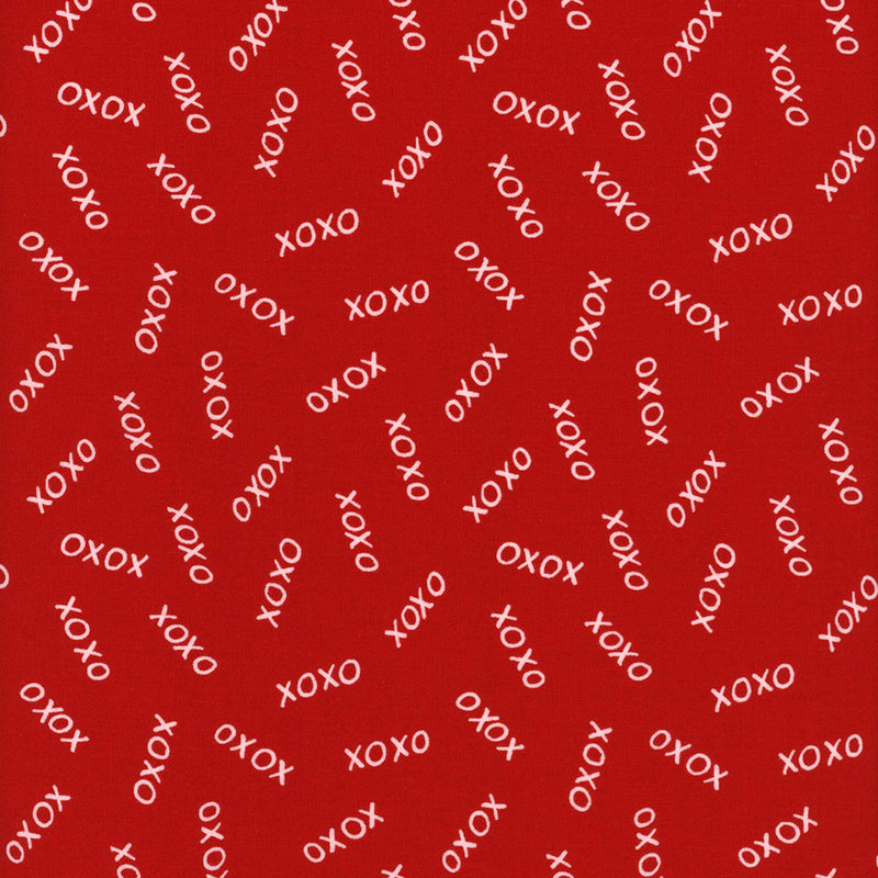 Happy Hearts Red X's and O's Fabric