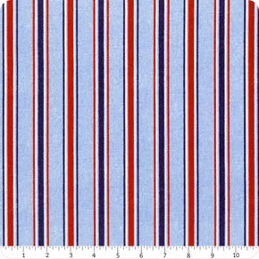 At The Helm Light Blue Multicolor Stripe Yardage