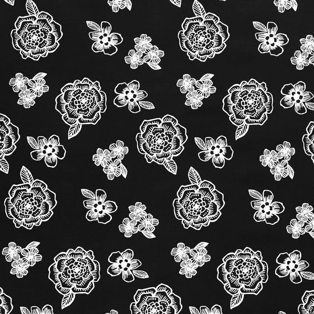 Night & Day Medium Floral Black Fabric