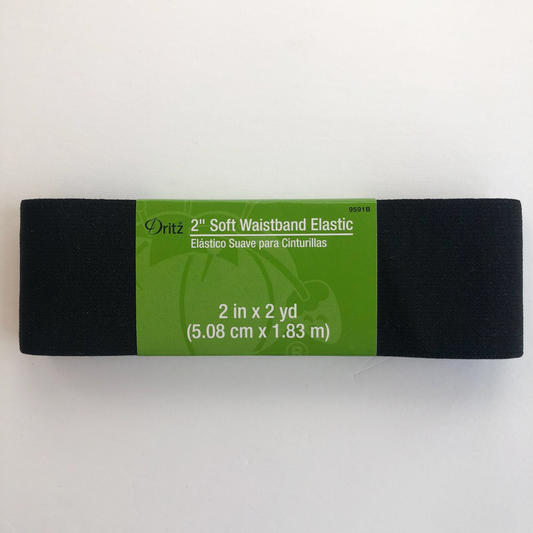 2" Soft Waistband Elastic (2yds), black