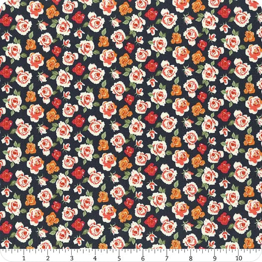 Bloomberry Midnight Tiny Roses Fabric