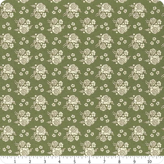 Bloomberry Green Petite Flowers Fabric