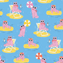 Poolside Purrfection - Pool Pawty - Blue - Yardage