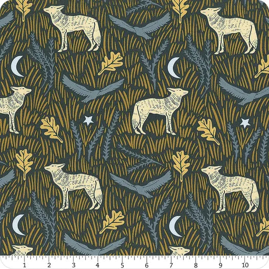 Coyote Hill Wild Woodblock Night Fabric