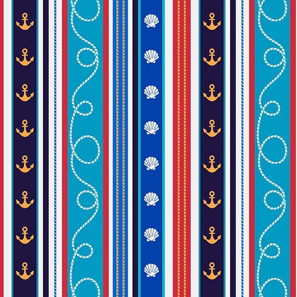 Woof Woof Pirates Stripes Multi Fabric