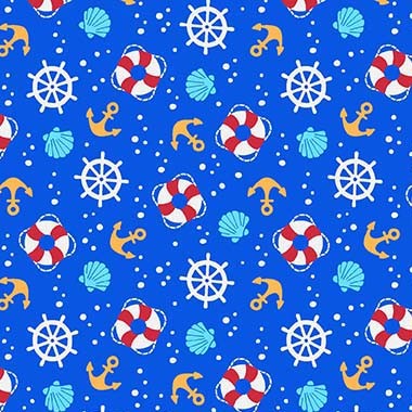 Woof Woof Pirates Sea Gear Blue Fabric