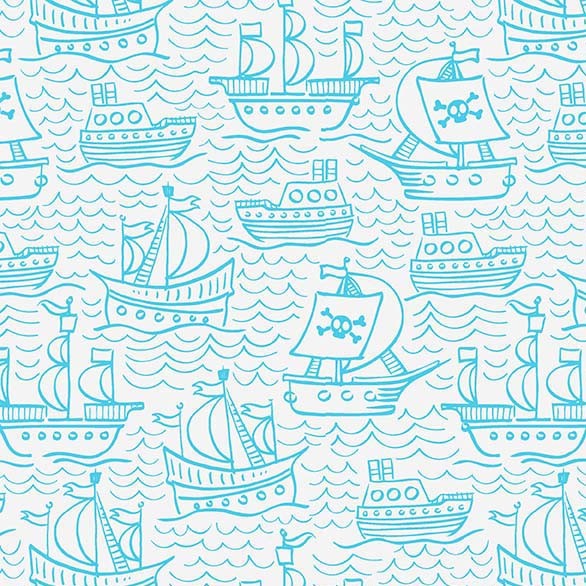 Woof Woof Pirates Sail Away Cream Fabric