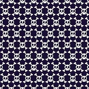 Woof Woof Pirates Skully Wag Navy Fabric