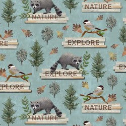 Woodland Explore Woodland Blue Fabric