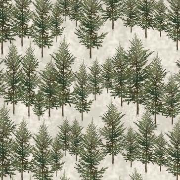 Woodland Pine Forest Cream Fabric