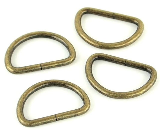 4 D-Rings 1"Antique Brass