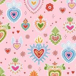 Fiesta  Pink Folk Charms Fabric