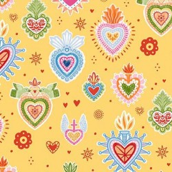 Fiesta Yellow Folk Charms Fabric