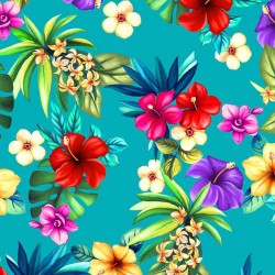 Let's Get Tropical Turquoise Aloha Fabric