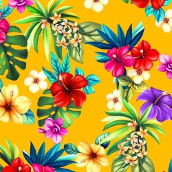 Let's Get Tropical Yellow Aloha Fabric