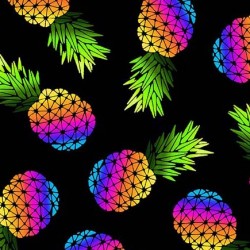 Let's Get Tropical Black Party Pineapples Yardage
