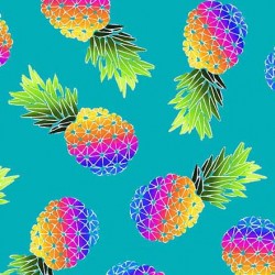 Let's Get Tropical Turquoise Party Pineapples Fabric