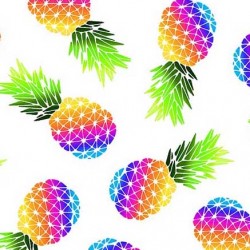 Let's Get Tropical White Party Pineapples Fabric