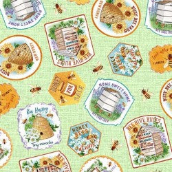 Bee Culture Honey For Sale Green Fabric