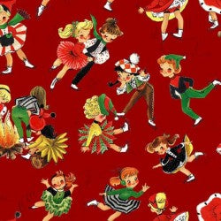 Holly Jolly Ice Skaters DCX12267-CRAN-D Fabric