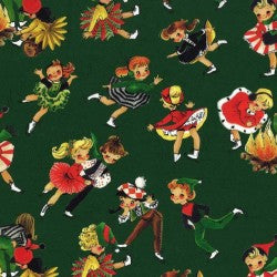 Holly Jolly Ice Skaters DCX12267-GREE-D Fabric