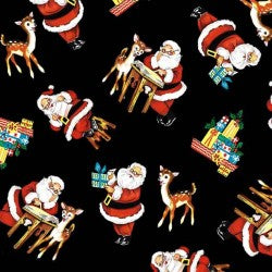 Holly Jolly Santa is Coming to Town DCX12269-BLAC-D Fabric