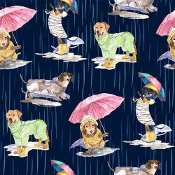 Paws in the Rain DOGS IN THE RAIN DCX12400-NAVY-D Fabric