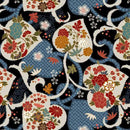 Tokyo Fur-Tales Tokyo Leaves Black Fabric