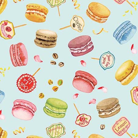 Baked With Love Macarons Blue Fabric