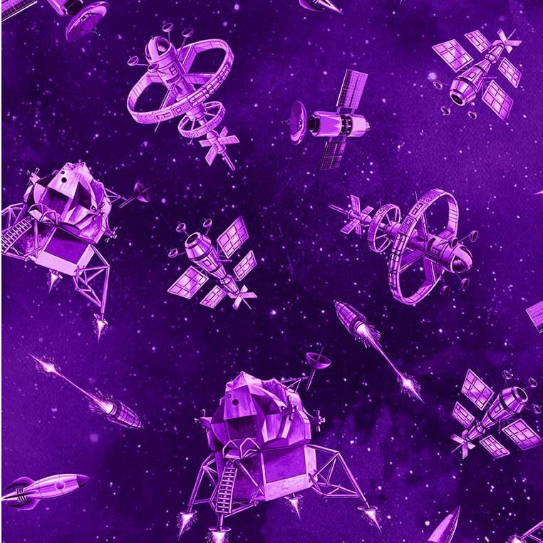 The Final Frontier Spacecraft Purple Fabric