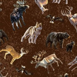North Country Roaming Around in Nature DDC12446-BROW-D Fabric