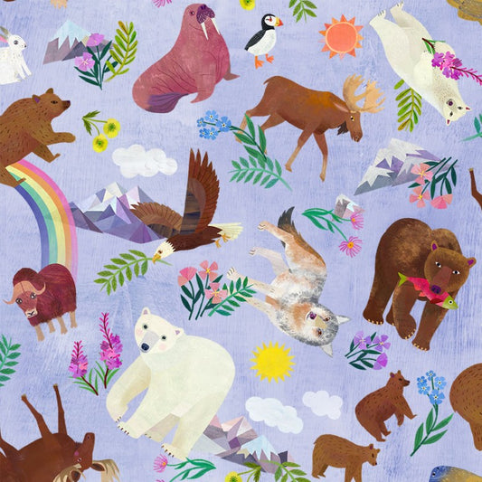 Alaska: The Last Frontier Wildlife in Alaska Twilight Fabric